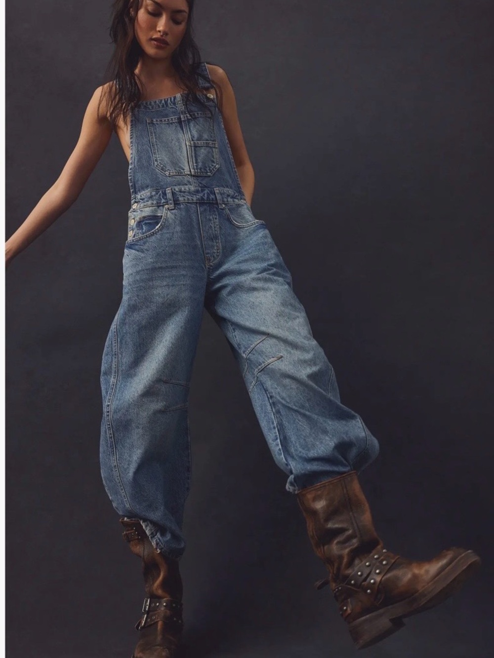 Free People Denim Blue Women's Overalls Jeans